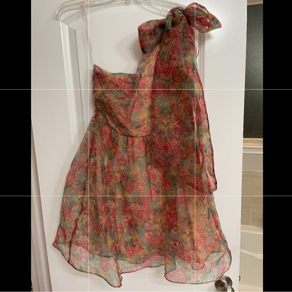 Zara one shoulder floral dress